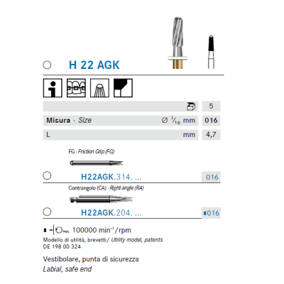 Freza ortodontie cod: H22AGK